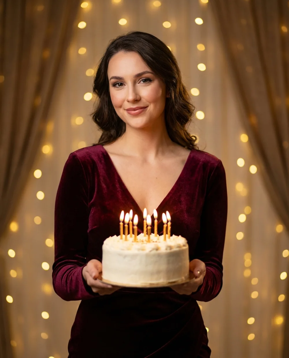 Birthday portrait with cake and candles