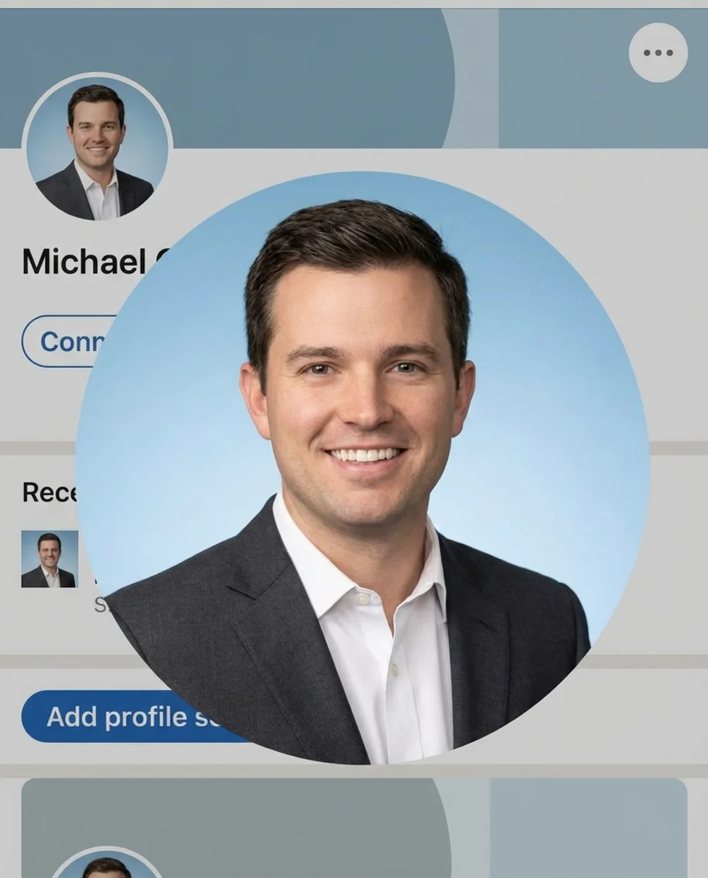 LinkedIn profile photo close-up